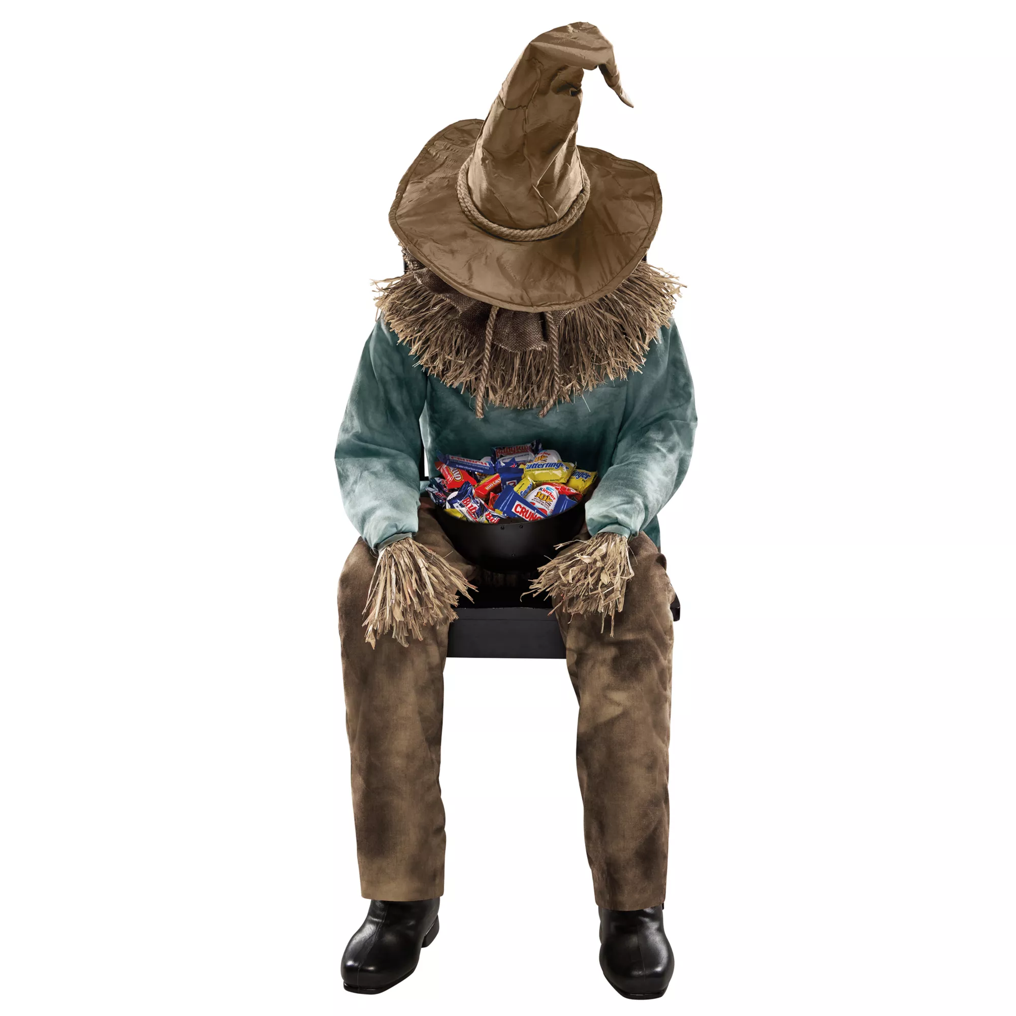 4 Ft 6 In Scary Sitting Scarecrow Animatronic