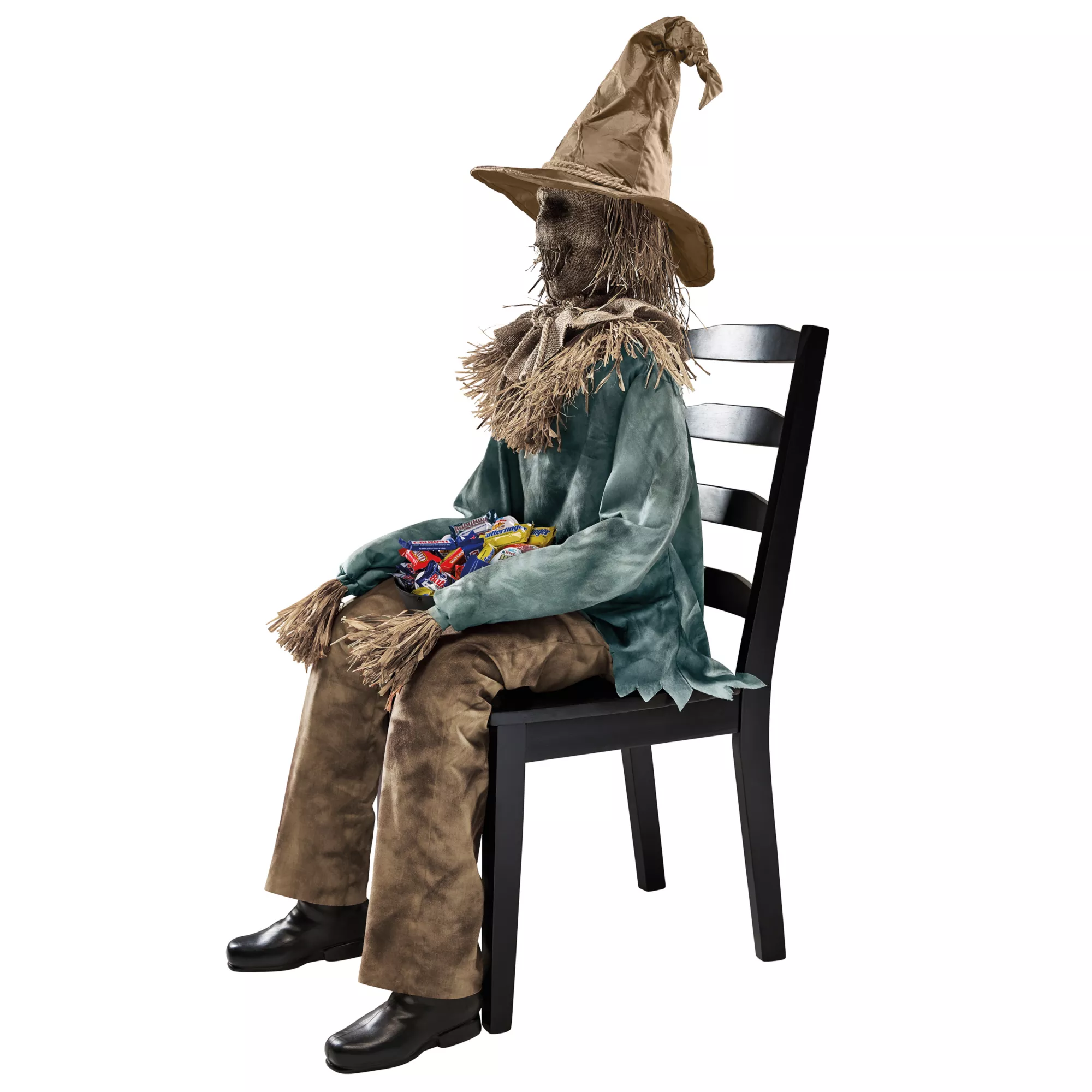 4 Ft 6 In Scary Sitting Scarecrow Animatronic