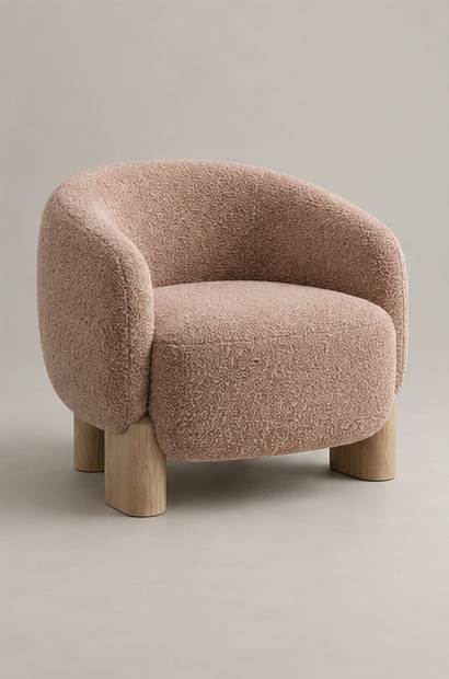 HONROOM Mira Blush Boucle Accent Chair original concept rendering