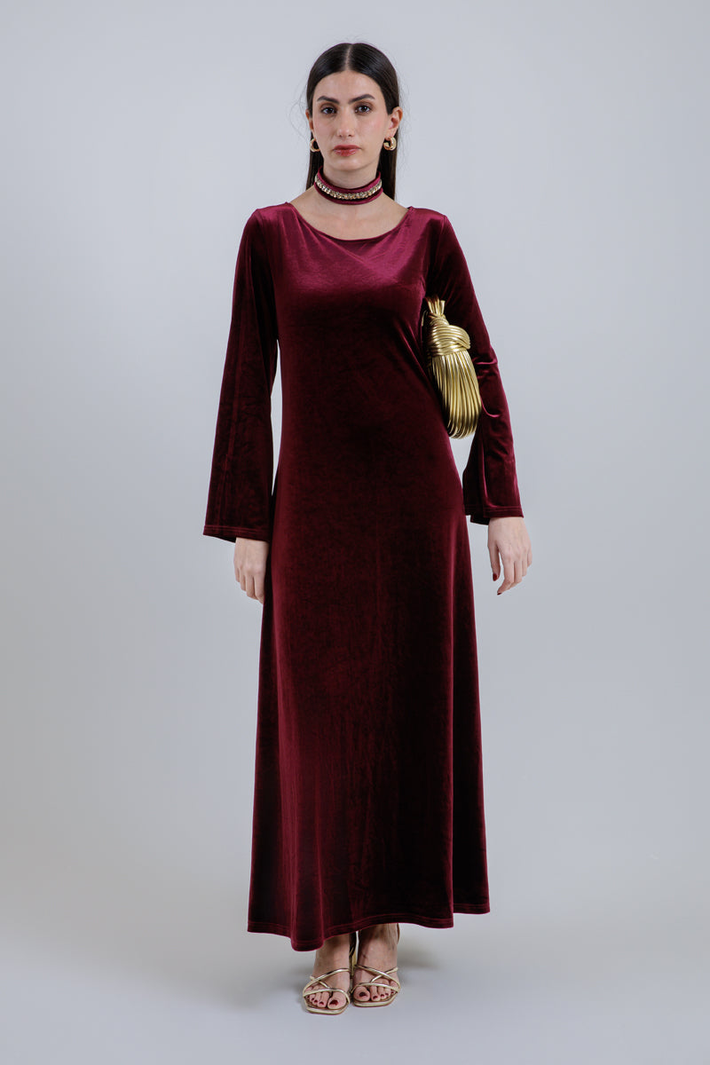 Long Velvet Dress with Minimal Design