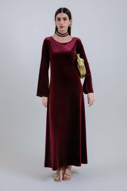 Long Velvet Dress with Minimal Design