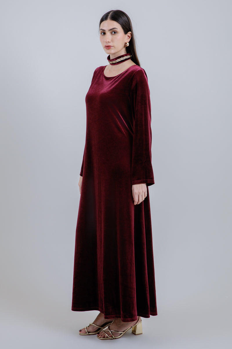 Long Velvet Dress with Minimal Design
