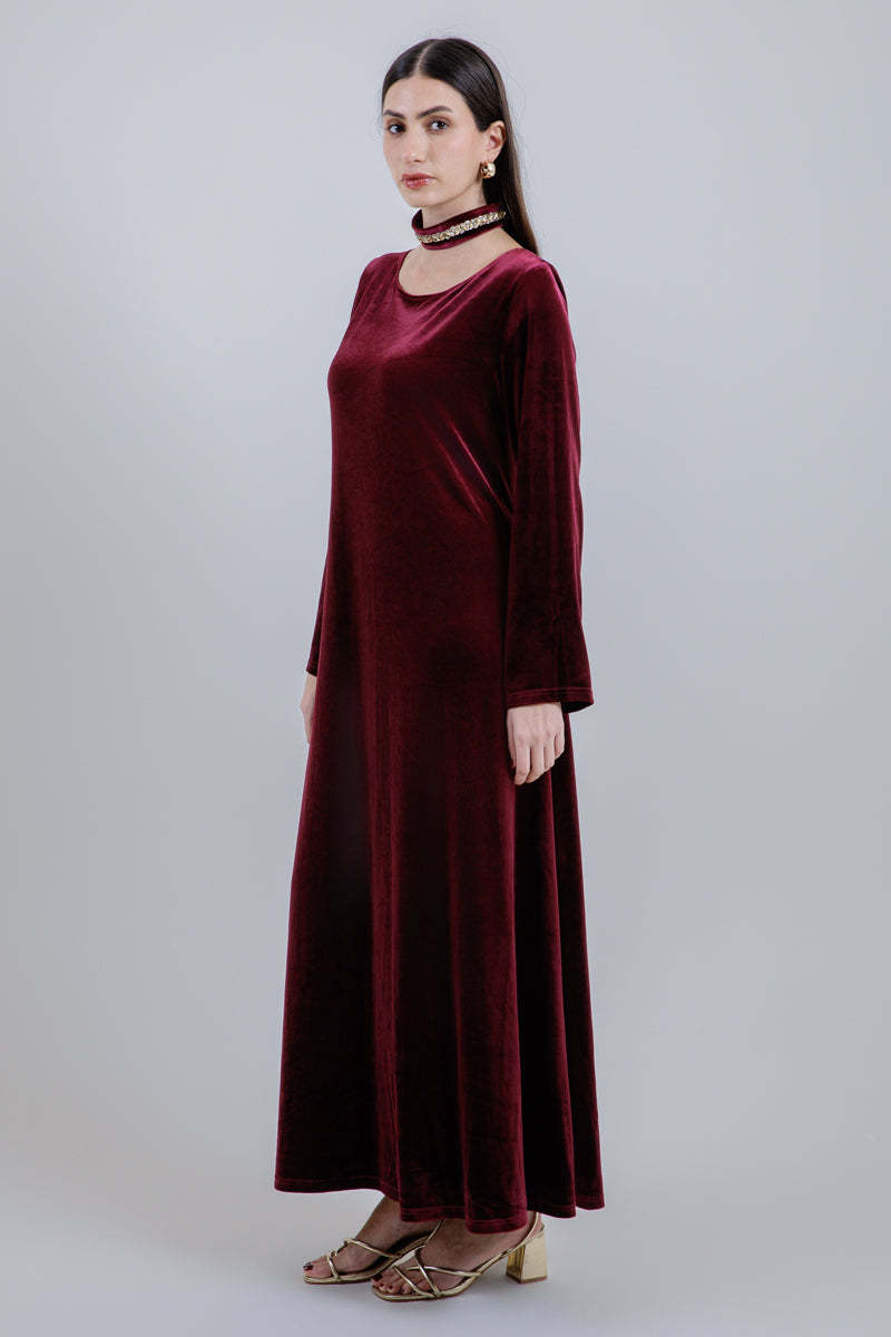 Long Velvet Dress with Minimal Design
