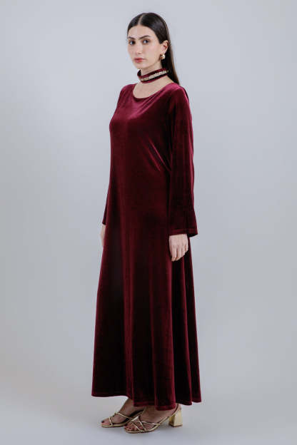 Long Velvet Dress with Minimal Design