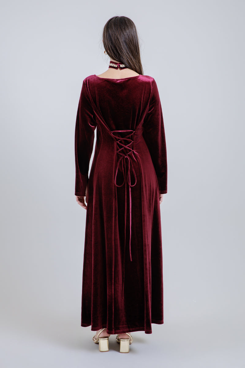 Long Velvet Dress with Minimal Design