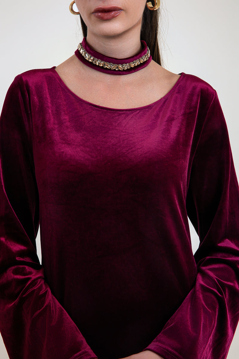 Long Velvet Dress with Minimal Design