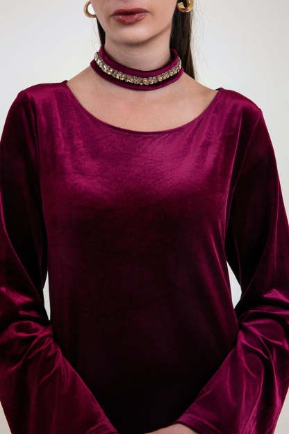 Long Velvet Dress with Minimal Design