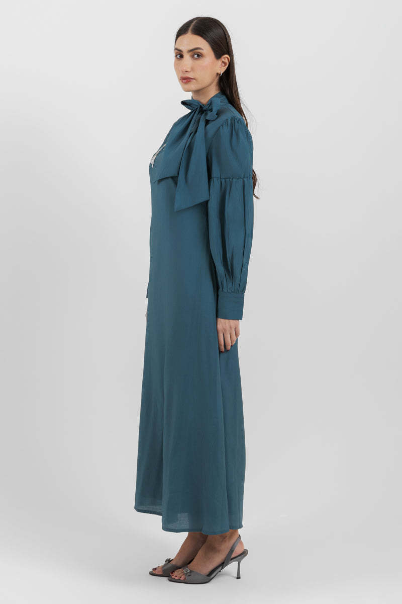 Maxi Dress with Tie Neck
