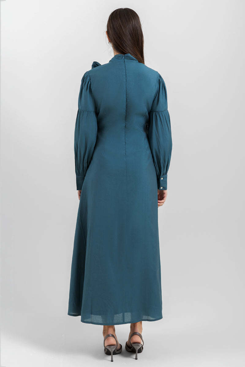 Maxi Dress with Tie Neck