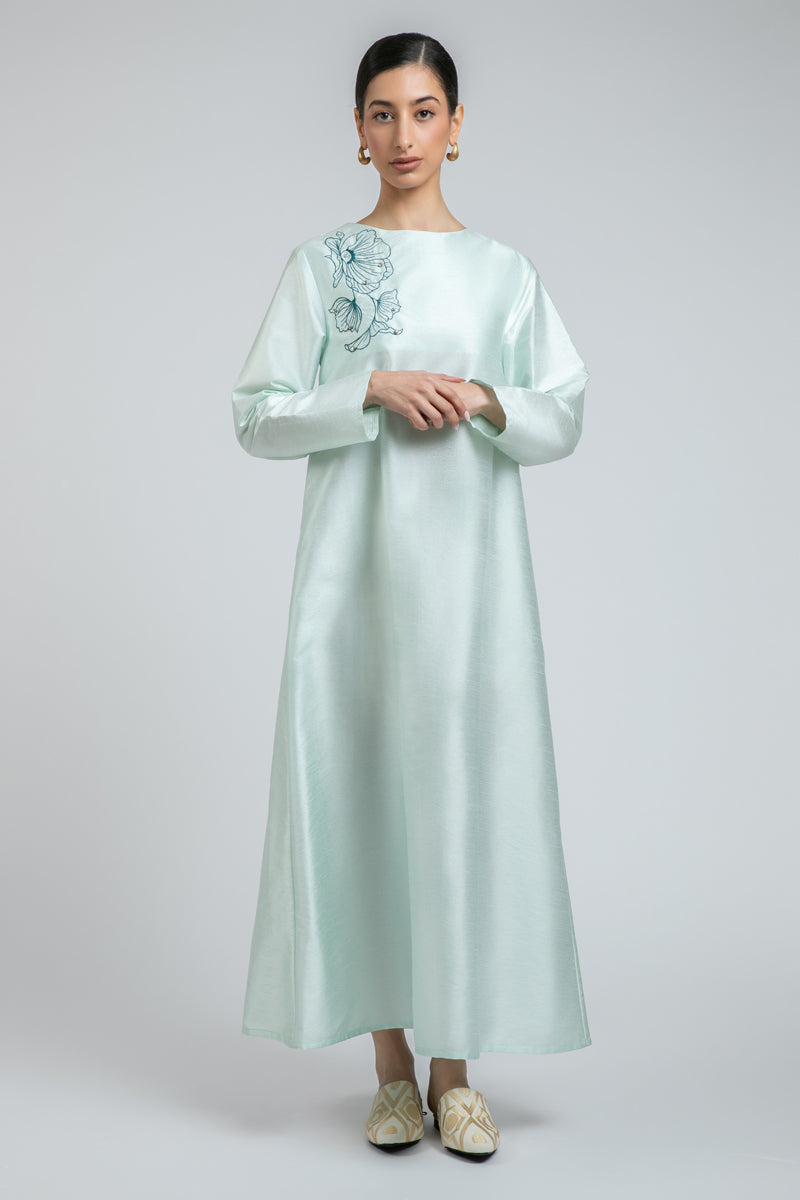 Maxi Dress with Floral Embroidery
