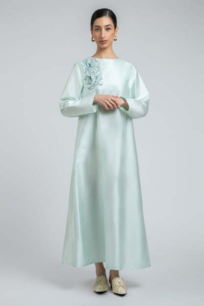Maxi Dress with Floral Embroidery