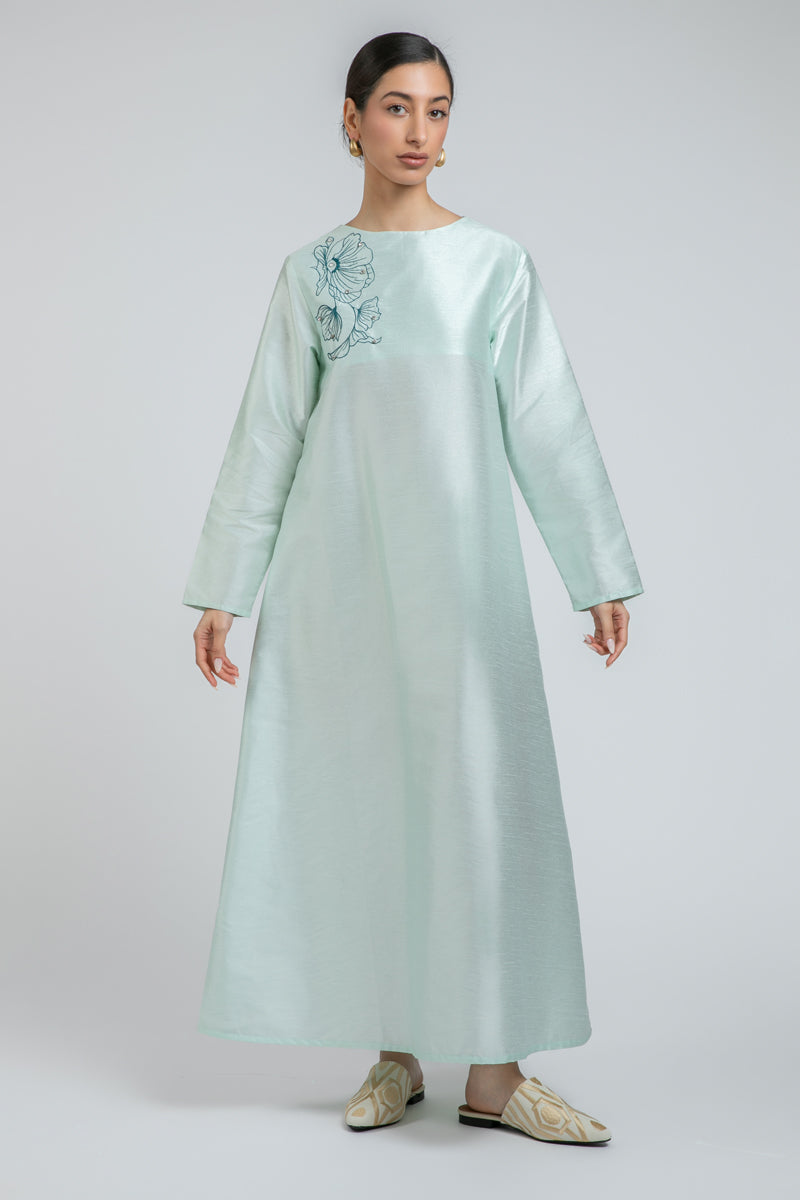 Maxi Dress with Floral Embroidery