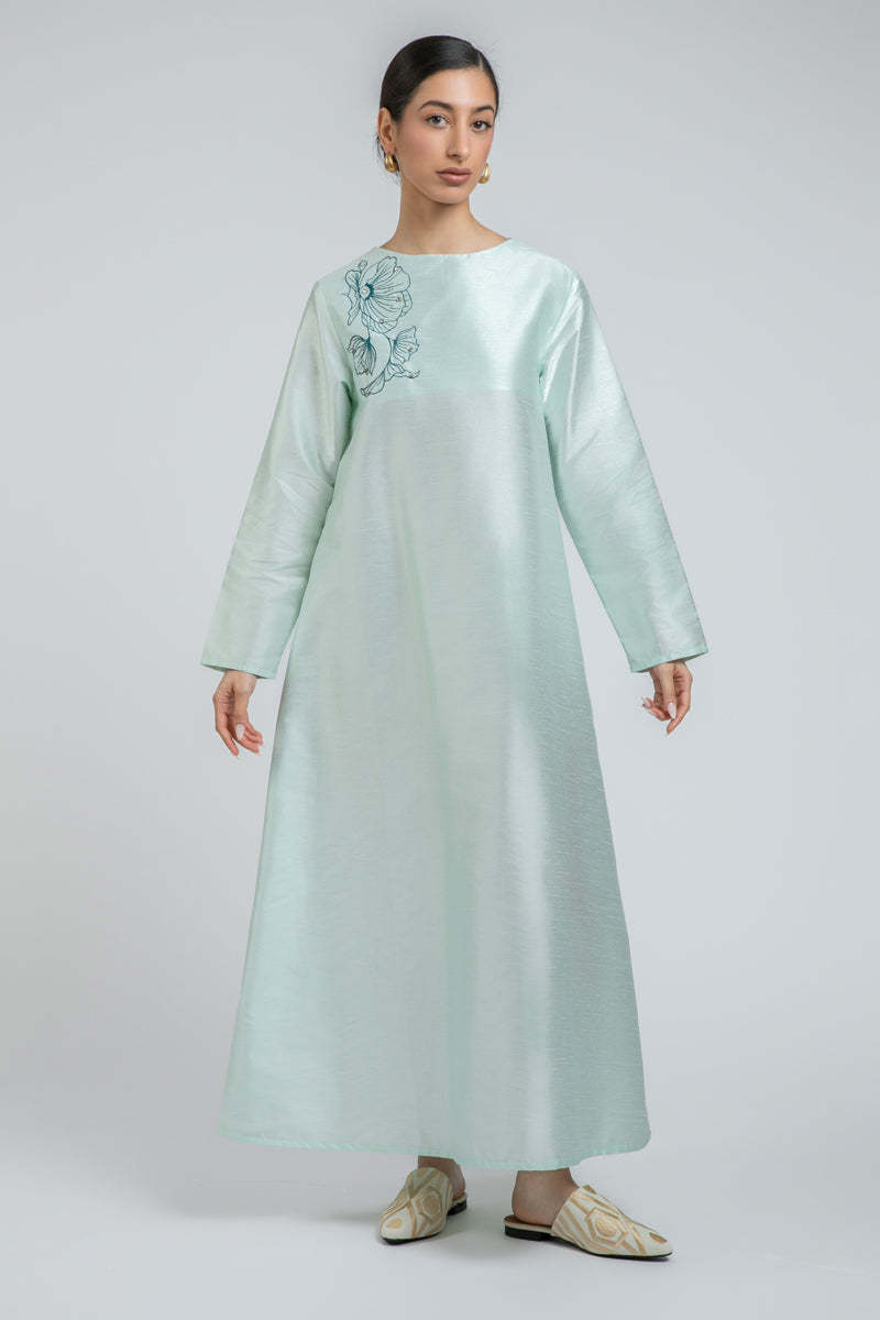 Maxi Dress with Floral Embroidery