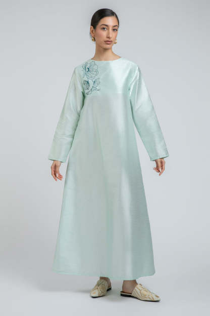 Maxi Dress with Floral Embroidery