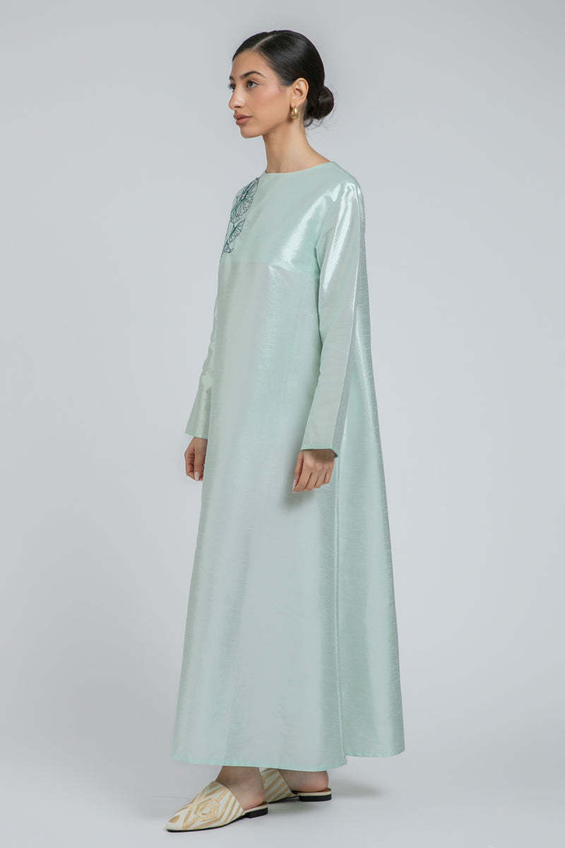 Maxi Dress with Floral Embroidery