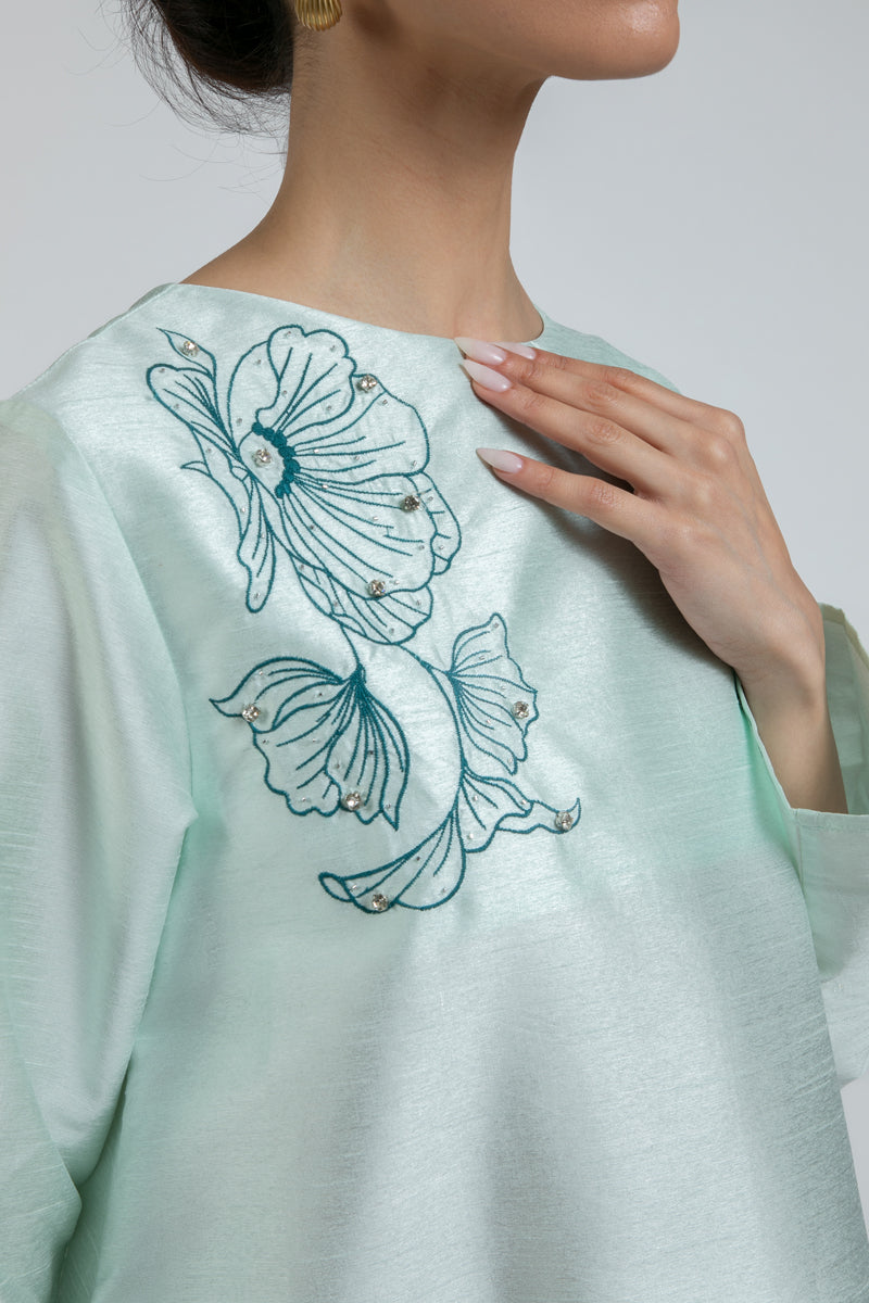 Maxi Dress with Floral Embroidery