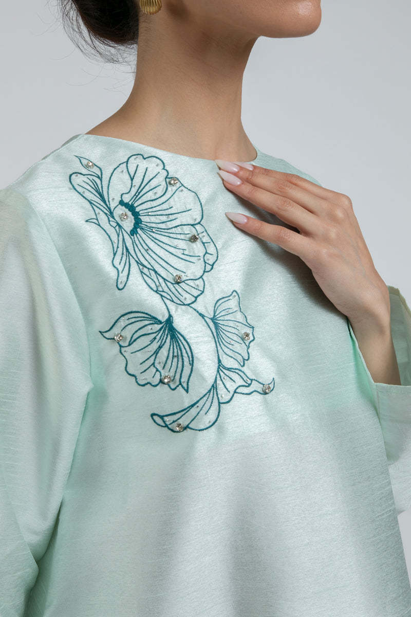 Maxi Dress with Floral Embroidery