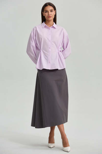 Side Pleated Midi Skirt