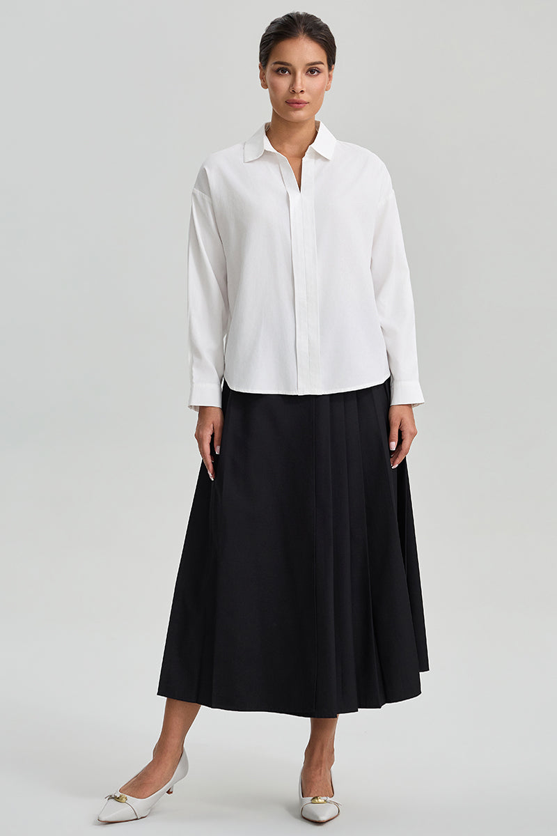 Pleated Midi Skirt With Belt