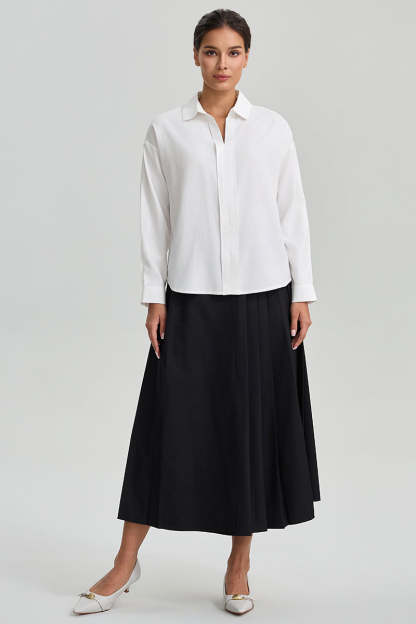 Pleated Midi Skirt With Belt