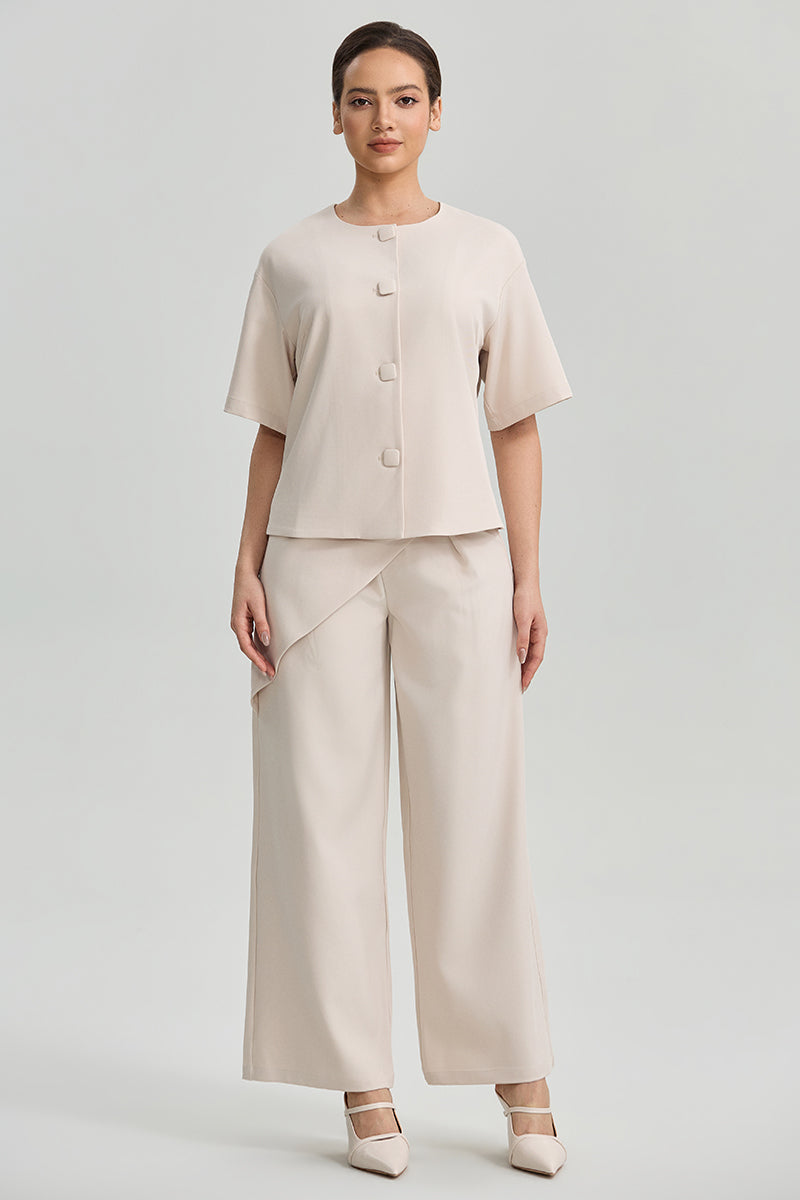 Wide Leg Wrap Detail Pants