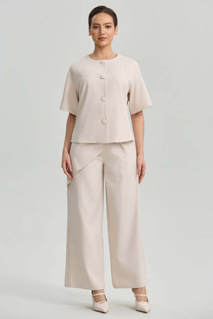 Wide Leg Wrap Detail Pants