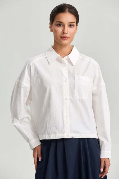 Cropped Button Front Shirt
