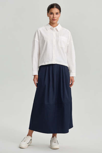 Tie Waist Pleated Midi Skirt