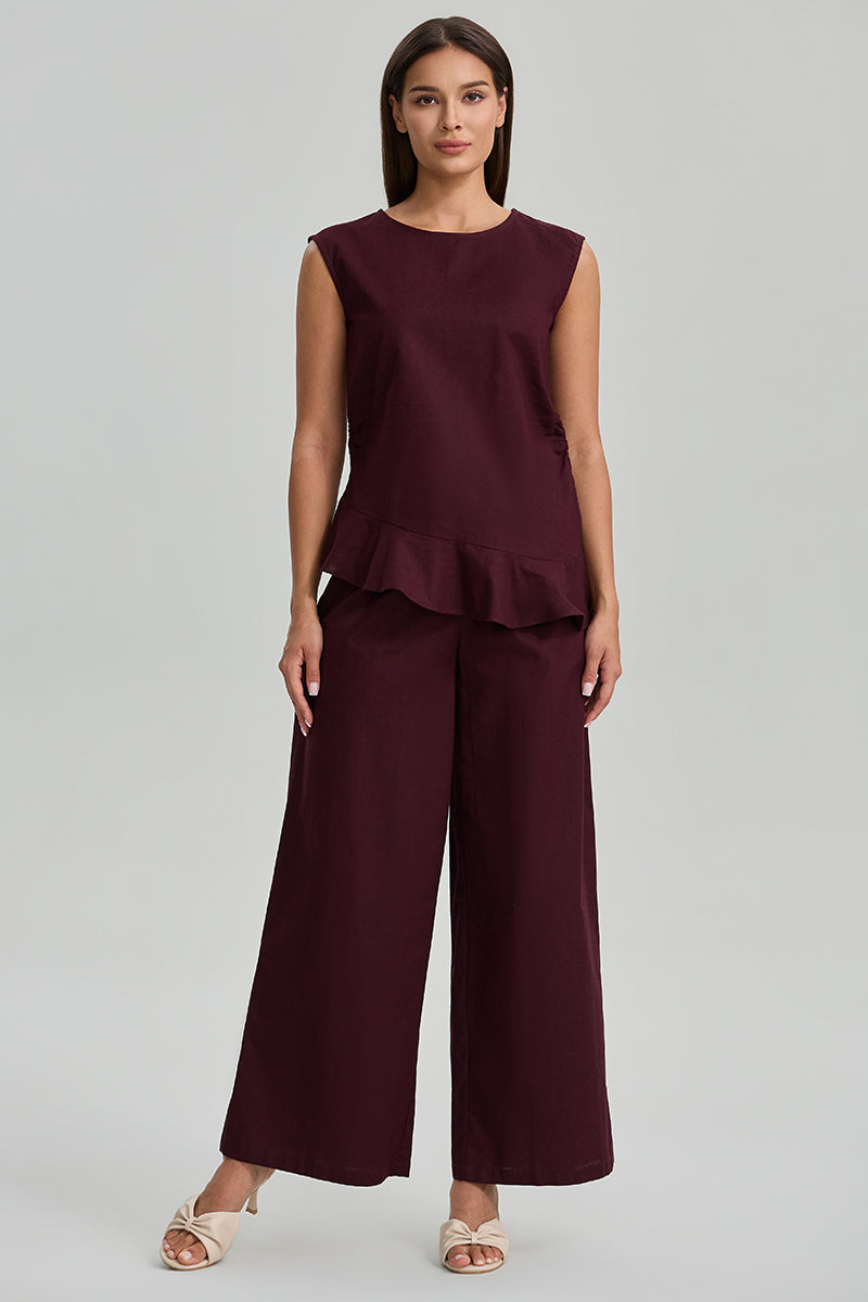 Wide Leg Pants With Buttons
