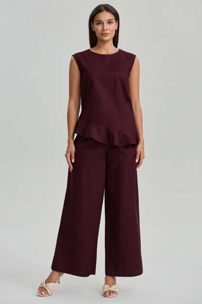 Wide Leg Pants With Buttons
