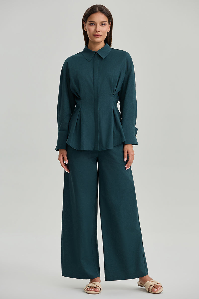 Wide Leg Pants With Elastic Waist