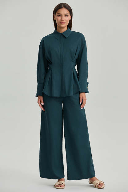 Wide Leg Pants With Elastic Waist