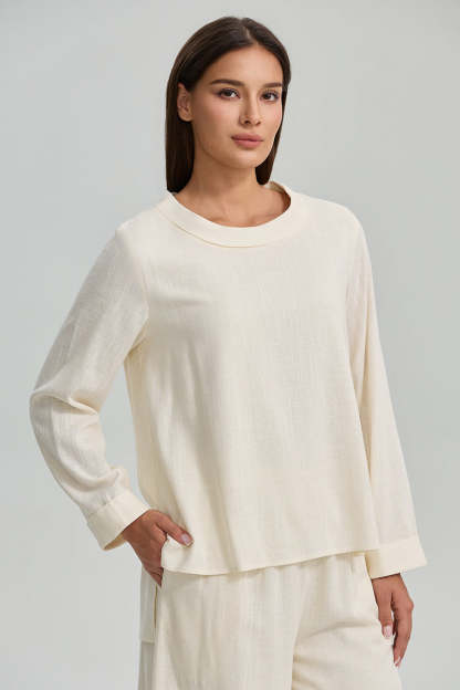 Textured Round Neck Blouse