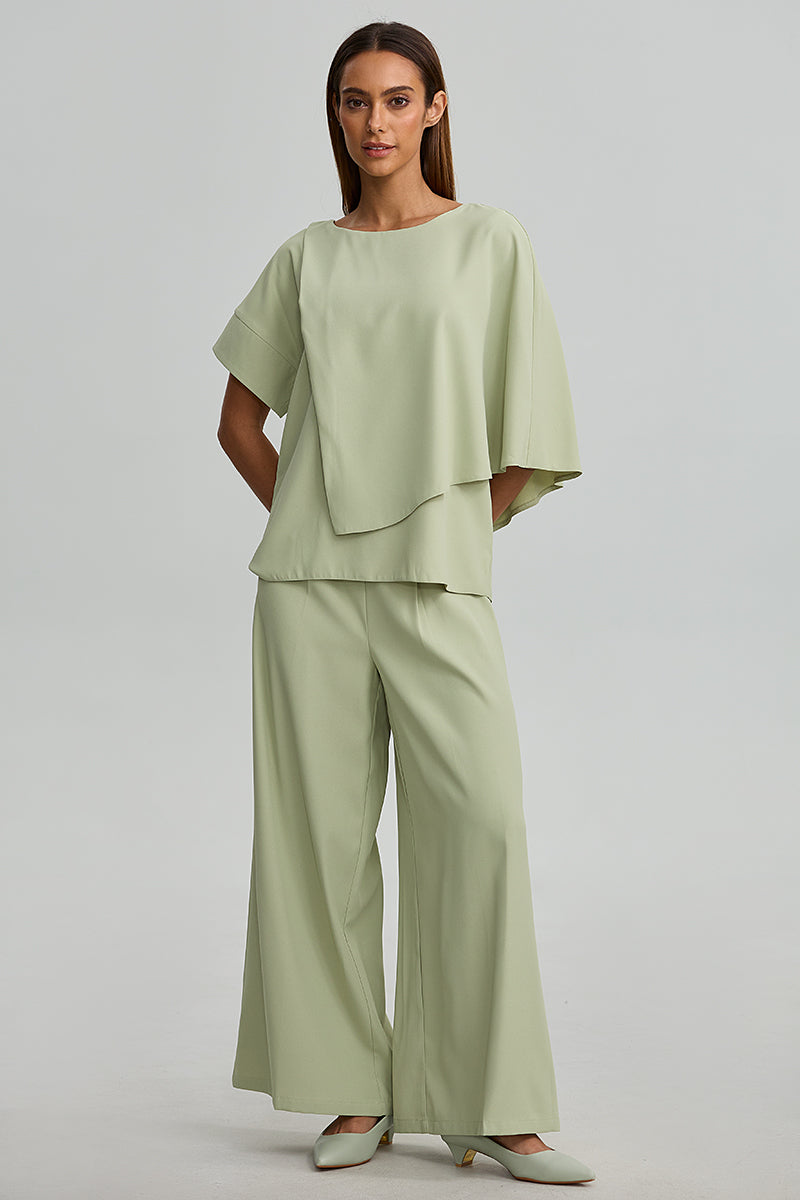 Wide Pleated Belted Pants