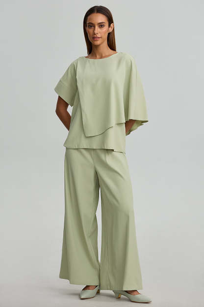 Wide Pleated Belted Pants