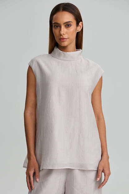 Sleeveless High Neck Blouse