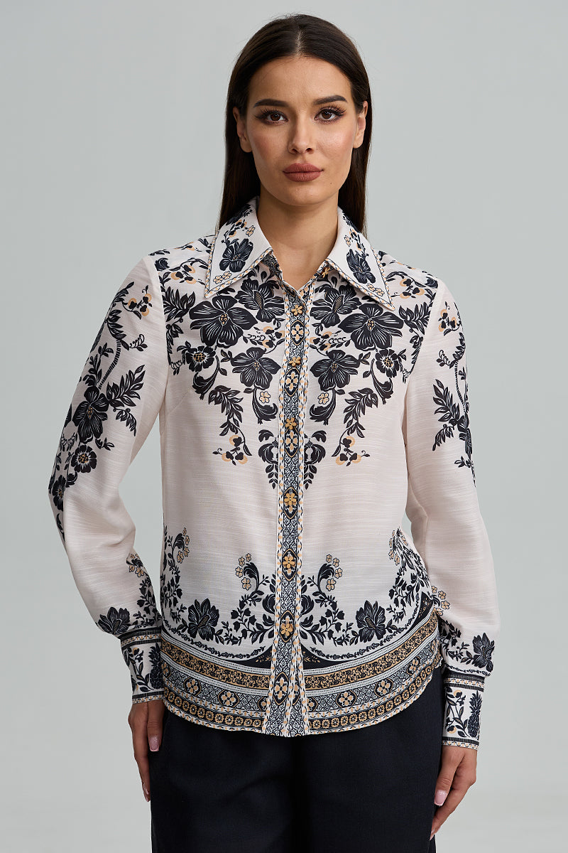 Floral Border Print Shirt