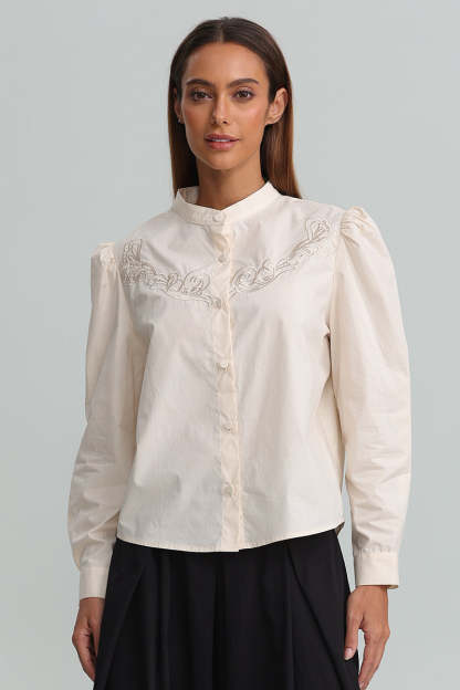 Embroidered Puff Sleeve Shirt