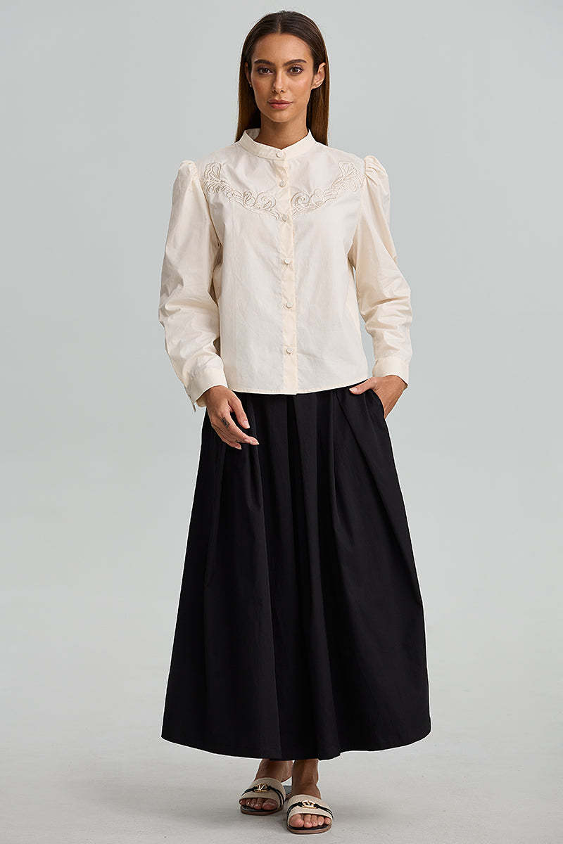 Pleated flowy Midi Skirt