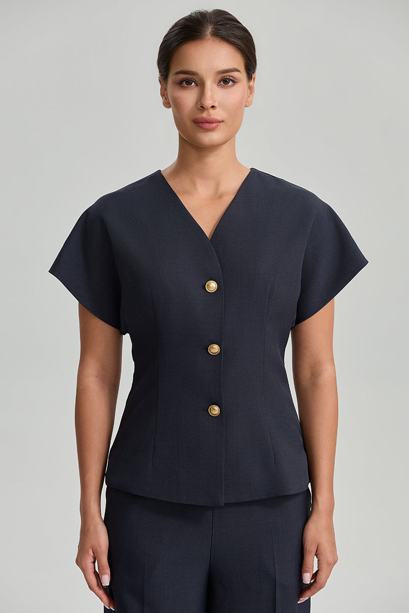 Tailored V Neck Blazer Top