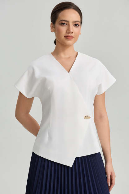 Wrap V Neck Blouse Top