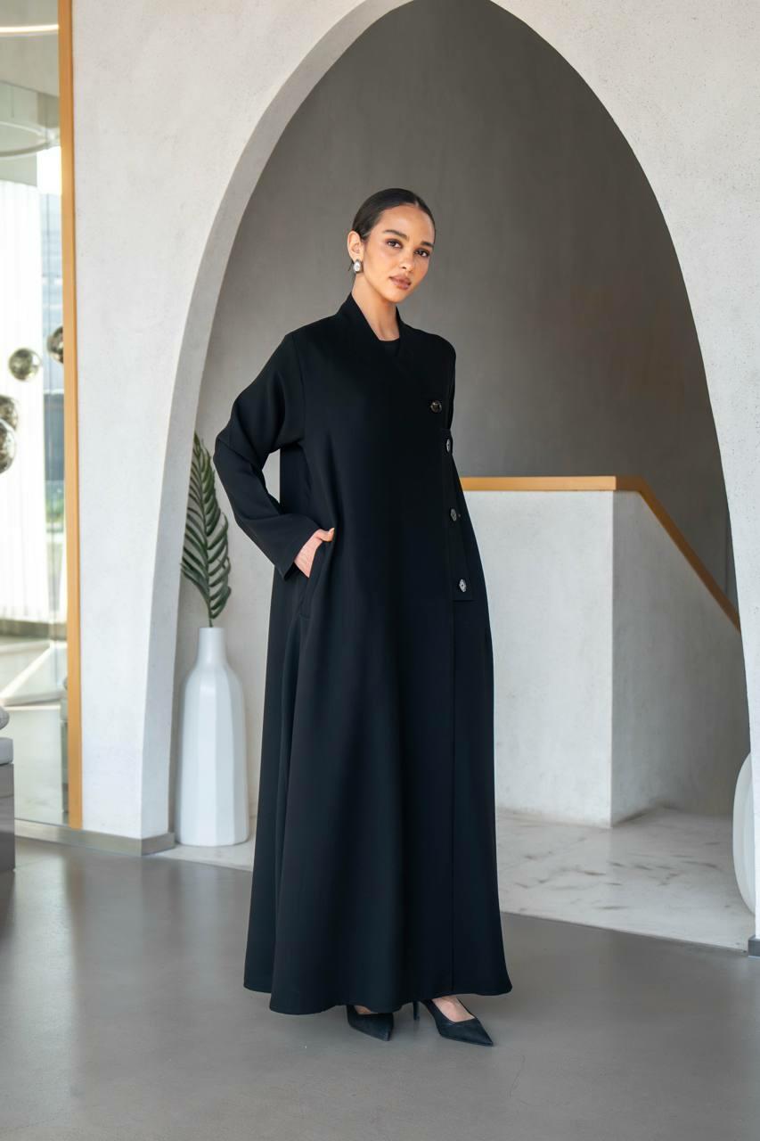 Black crepe abaya for daily wear