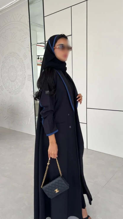 Black with Blue Blazer Abaya