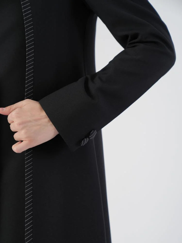 Black Blazer with Pinstripe Detailing