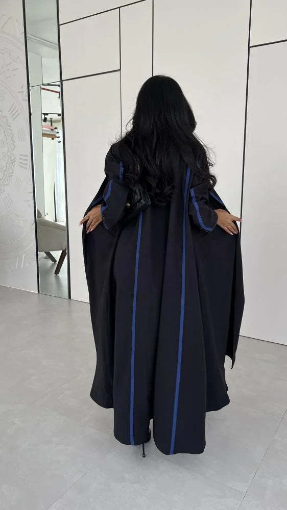 Black with Blue Blazer Abaya