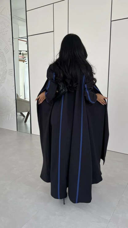Black with Blue Blazer Abaya