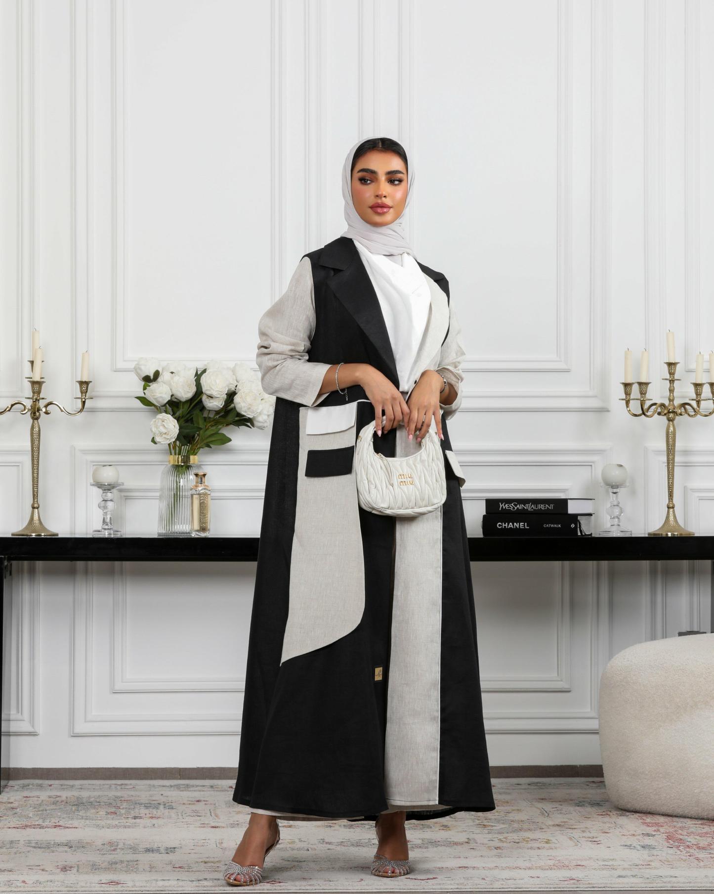 Blazer Linen Abaya with matching pants and Shaila