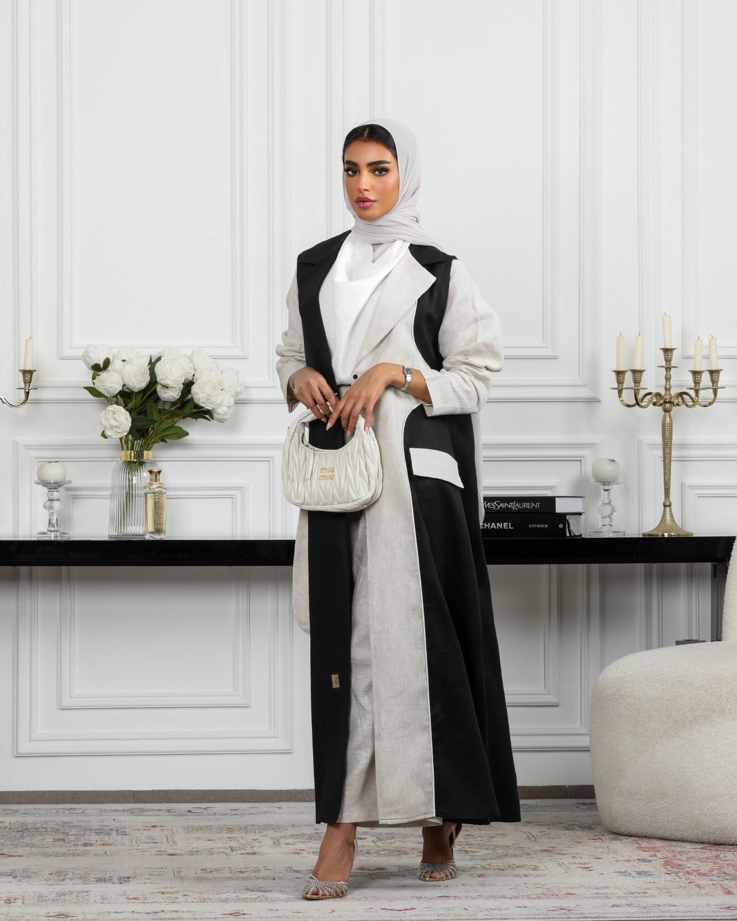 Blazer Linen Abaya with matching pants and Shaila