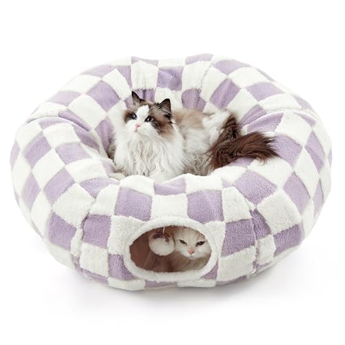MEWHAUS Meadow Cat Tunnel - Lavender Checks