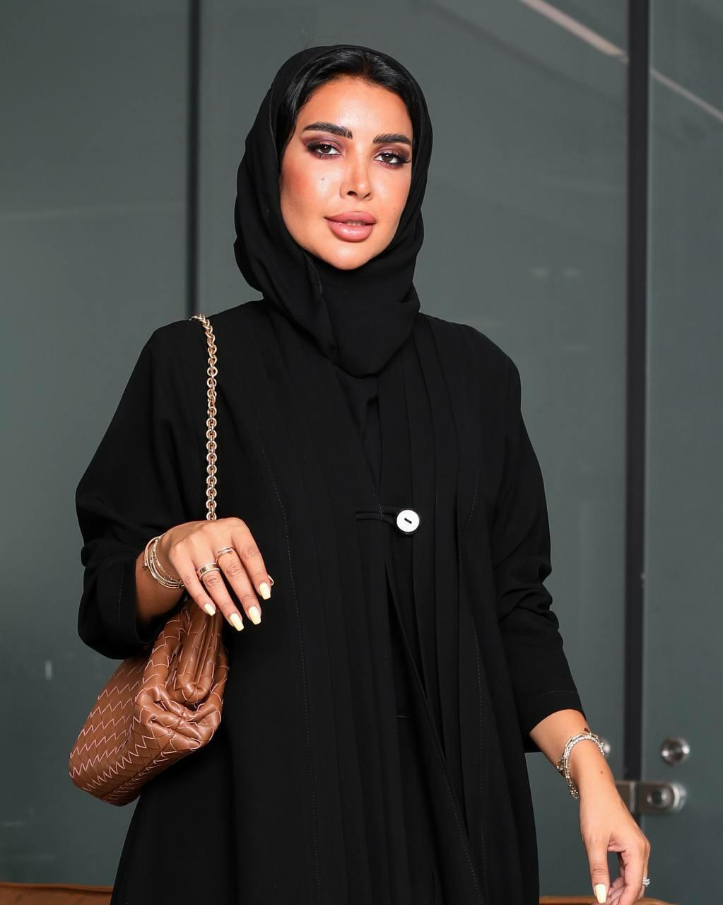 Black Abaya with Button in front